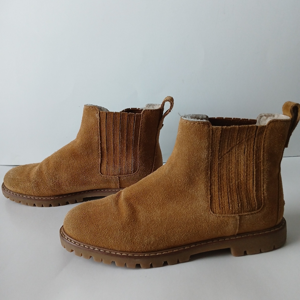 Madewell The Carlin Shearling Chelsea Boot Women's Sizd 7 Ankle Boot Tan Suede
